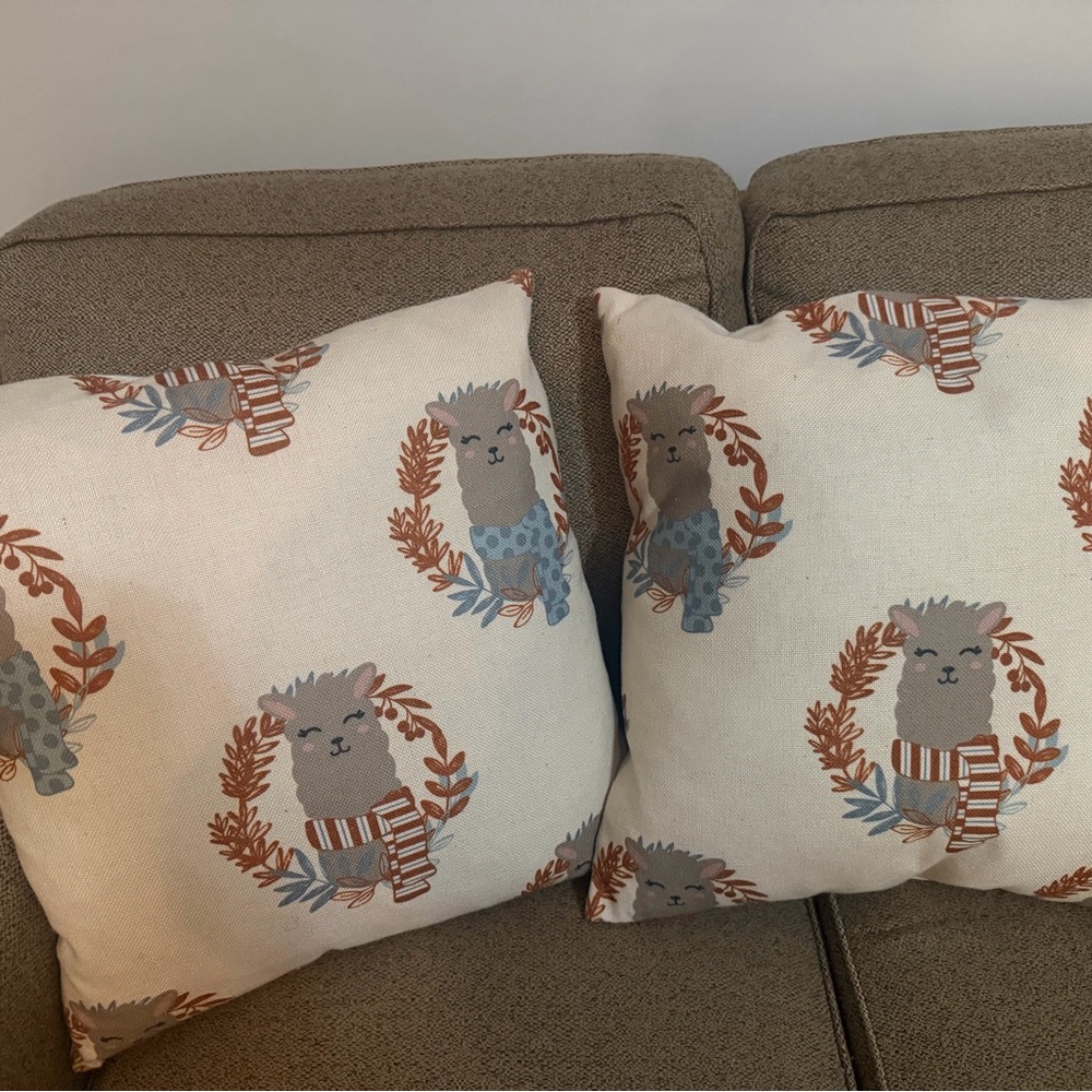 Cute Llama Print Throw Pillows